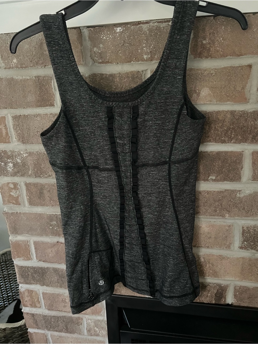 lululemon athletica Dark Gray Heather Scoop Neck Tank with Front Ribbon Detail